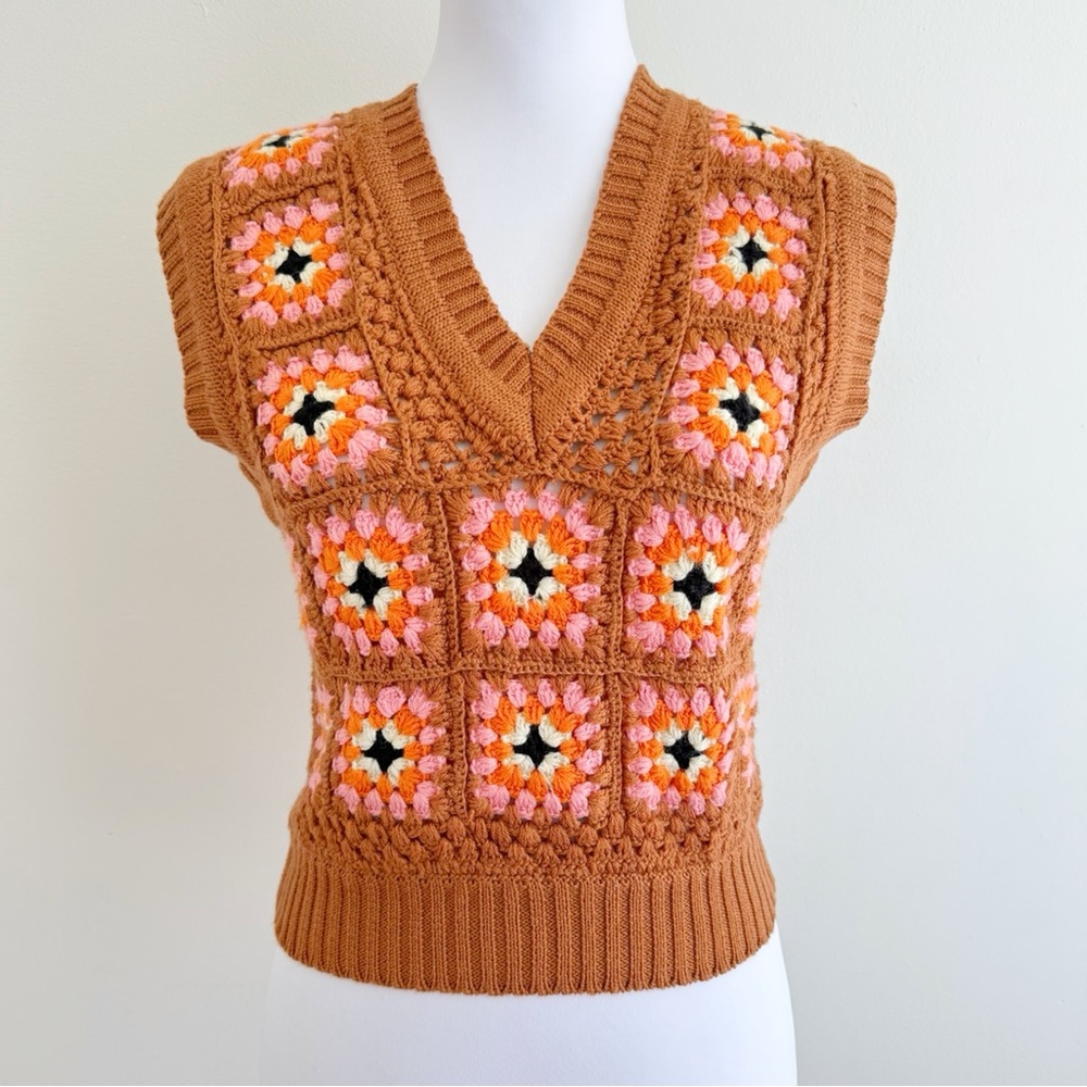 STELLA PARDO x ANTHROPOLOGIE CROCHET WOOL VEST